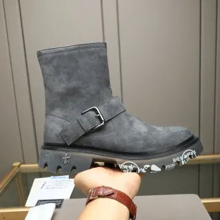 Premiata Rien Ne Va Plus Gray Suede Buckle Strap Ankle Boot