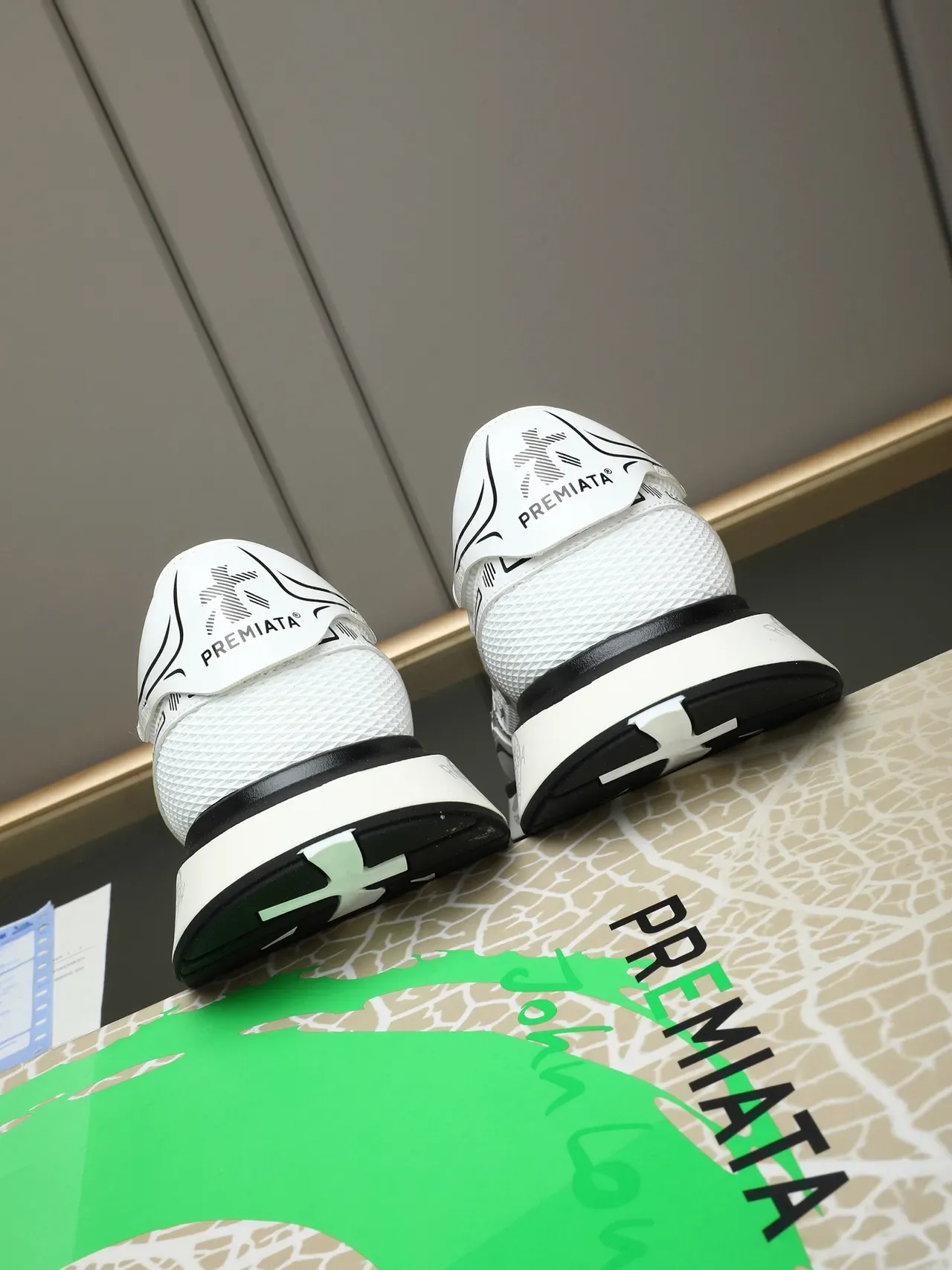 Premiata White and Black Mesh Overlay Lifestyle Sneakers 3