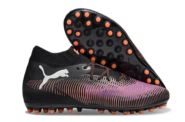 Puma Future Z Black Multicolor Sock-Fit Collar Ribbed Iridescent Upper Firm-Ground Soccer Shoes 1
