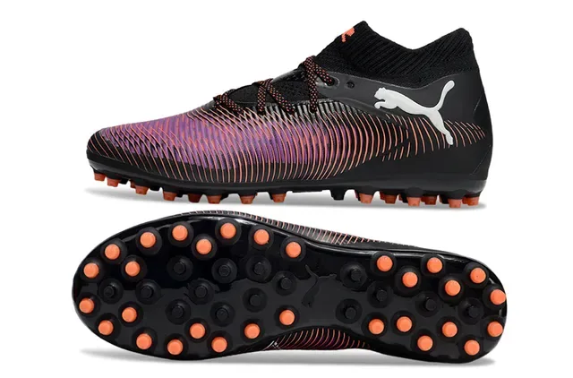 Puma Future Z Black Multicolor Sock-Fit Collar Ribbed Iridescent Upper Firm-Ground Soccer Shoes 6