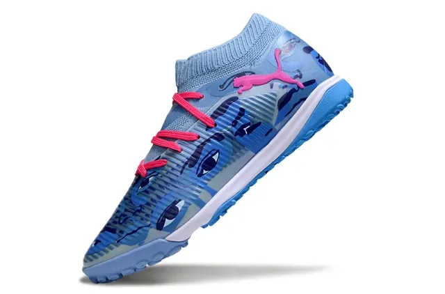 Puma Future Z Blue Pink Sock-Fit Knit Upper Eye Motif Camo Print Turf Soccer Shoes 3
