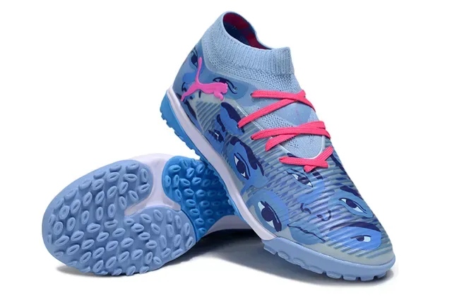 Puma Future Z Blue Pink Sock-Fit Knit Upper Eye Motif Camo Print Turf Soccer Shoes 4