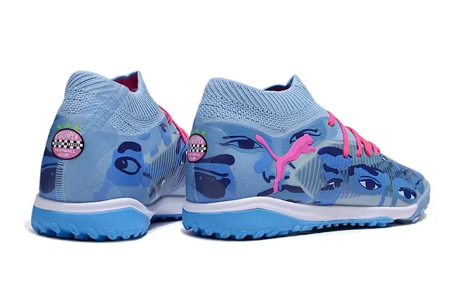 Puma Future Z Blue Pink Sock-Fit Knit Upper Eye Motif Camo Print Turf Soccer Shoes 5