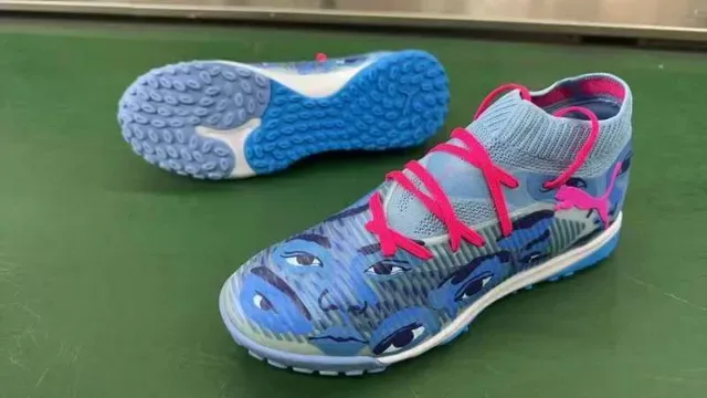 Puma Future Z Blue Pink Sock-Fit Knit Upper Eye Motif Camo Print Turf Soccer Shoes 8