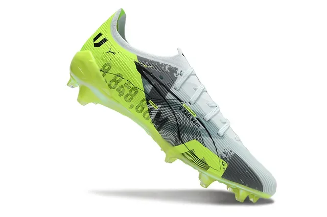 Puma Future Z Green White Low-Cut Bootie Upper Neon Lime Accents Firm-Ground Soccer Shoes 2