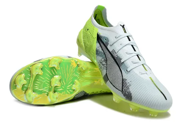 Puma Future Z Green White Low-Cut Bootie Upper Neon Lime Accents Firm-Ground Soccer Shoes 4