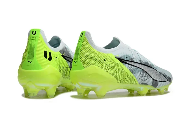 Puma Future Z Green White Low-Cut Bootie Upper Neon Lime Accents Firm-Ground Soccer Shoes 5