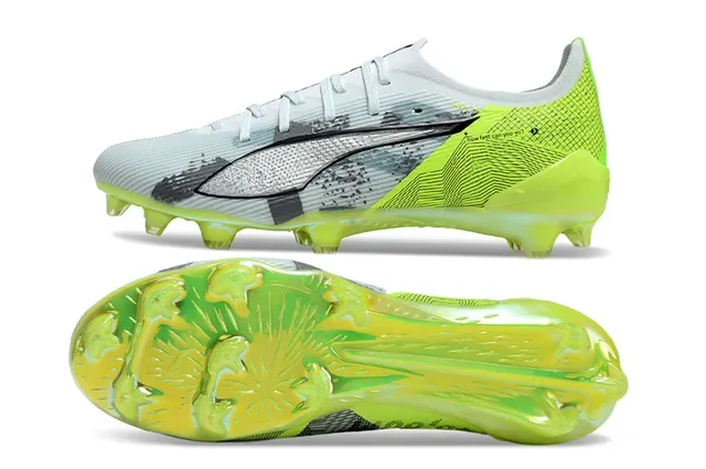 Puma Future Z Green White Low-Cut Bootie Upper Neon Lime Accents Firm-Ground Soccer Shoes 6