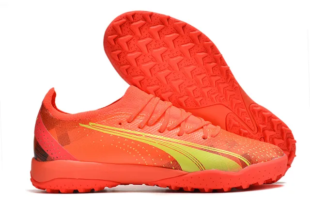Puma Orange Argent Sock-Fit Knit Upper Low-Profile Studs Turf Chaussures de Football 4