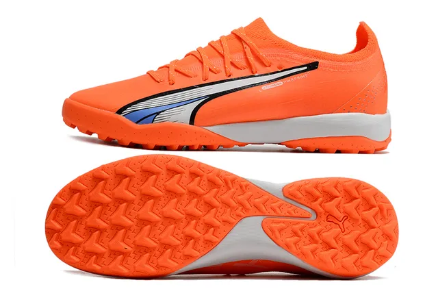 Puma Orange Argent Sock-Fit Knit Upper Low-Profile Studs Turf Chaussures de Football 10