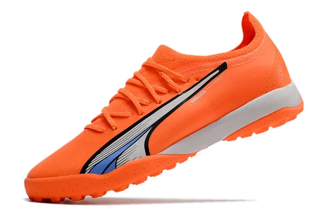 Puma Orange Argent Sock-Fit Knit Upper Low-Profile Studs Turf Chaussures de Football 12