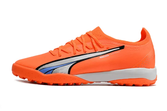 Puma Orange Argent Sock-Fit Knit Upper Low-Profile Studs Turf Chaussures de Football 13