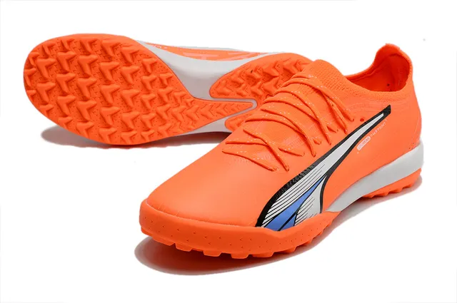 Puma Orange Argent Sock-Fit Knit Upper Low-Profile Studs Turf Chaussures de Football 14