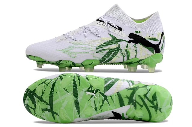 Puma Phantom GT Branco Verde Tricô Gola Alta Laçar Asimétrico Campo Firme Sapatos de Futebol 5