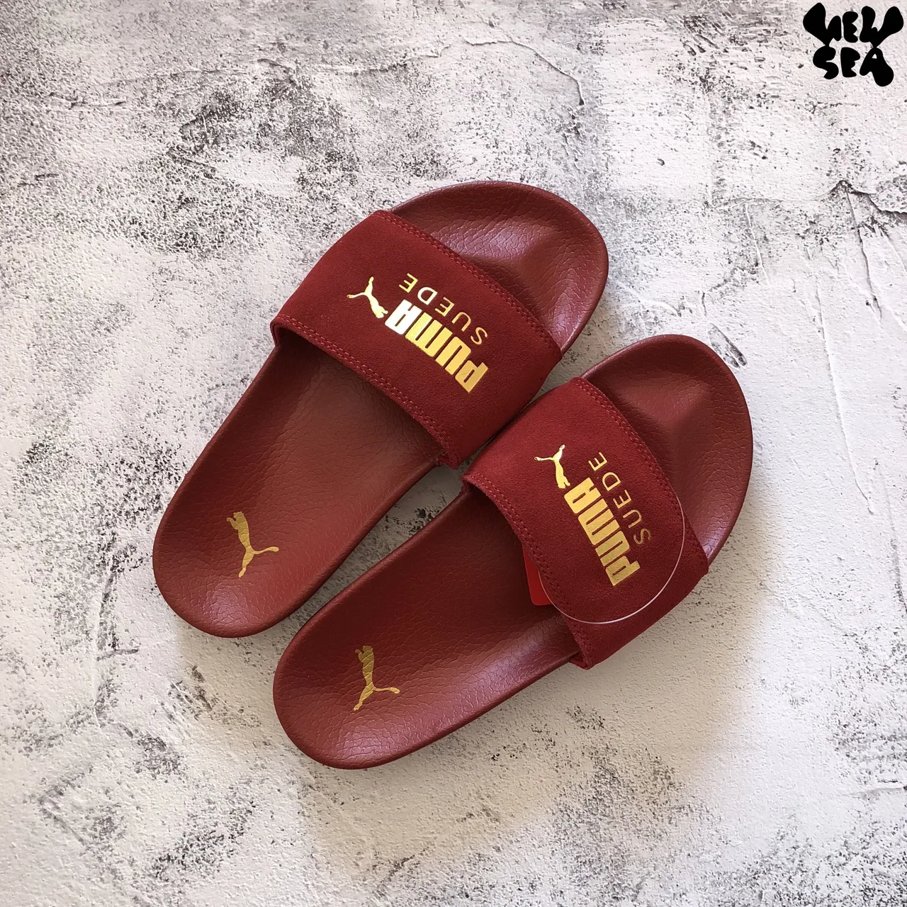 Puma daim Slide Bourgogne Olive Noir Marine Pantoufles 3