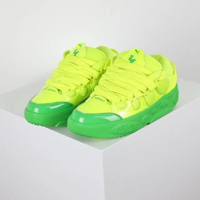Puma Yellow Green Neon Two-Tone Mesh And Synthetic Overlay Upper Chunky Sneakers 2