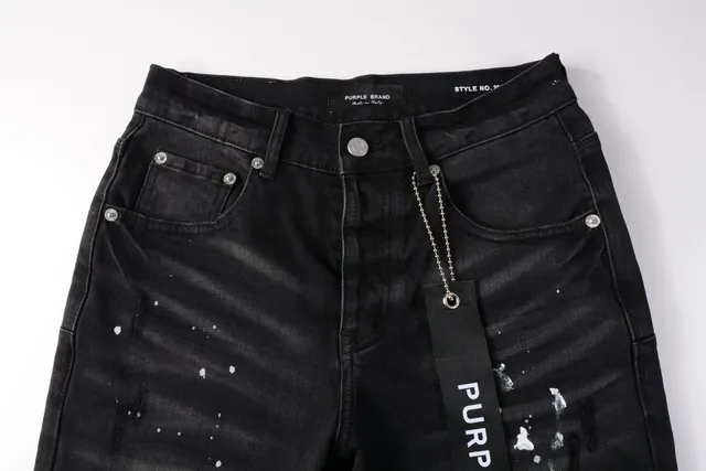 Purple Brand Black White Distressed Denim Paint Splatter Shorts 11