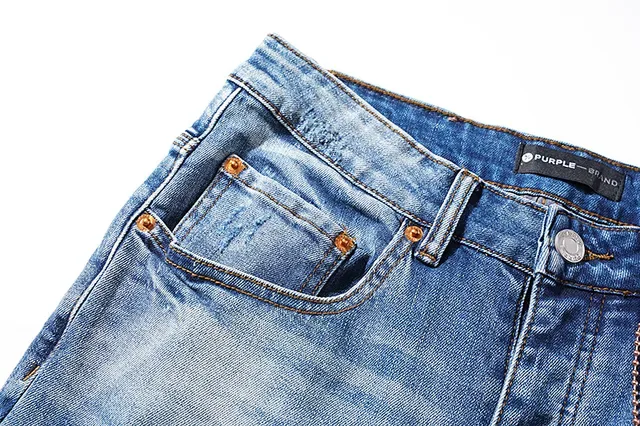 Purple Brand Distressed Medium-Wash Slim-Fit Jeans 14
