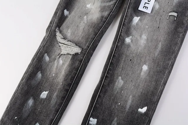 Purple Brand Distressed Paint-Splatter Slim-Fit Jeans 8