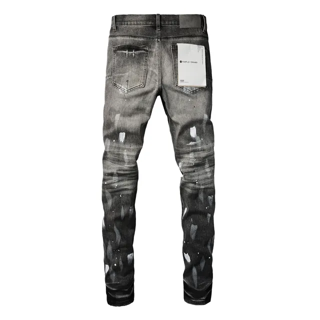 Purple Brand Distressed Paint-Splatter Slim-Fit Jeans 15
