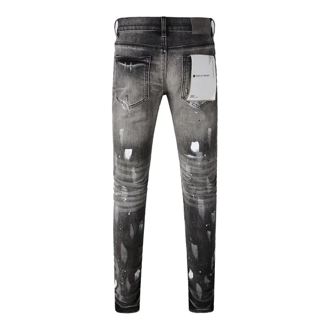 Purple Brand Distressed Paint-Splatter Slim-Fit Jeans 17