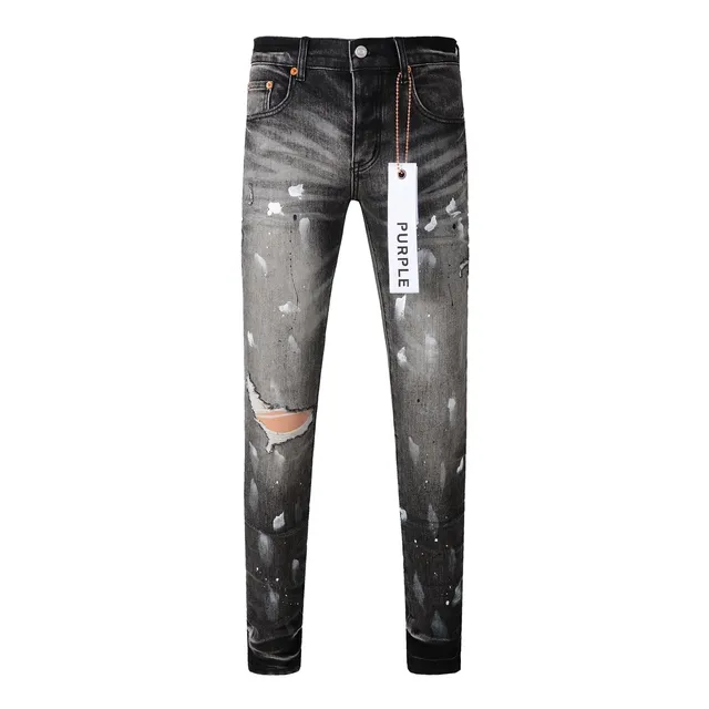 Purple Brand Distressed Paint-Splatter Slim-Fit Jeans 18