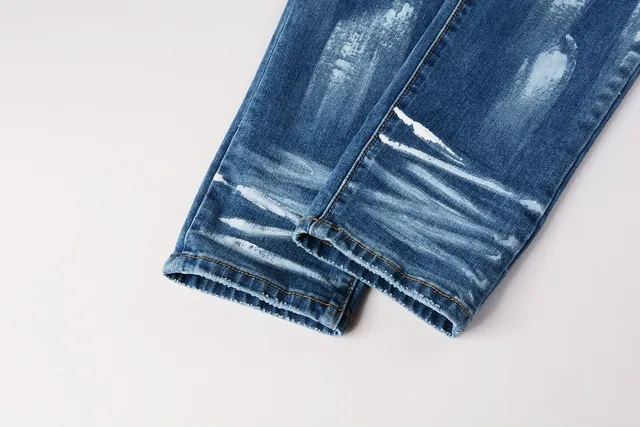 Purple Brand Distressed Paint-Splatter Slim Straight Jeans 3