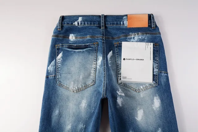 Purple Brand Distressed Paint-Splatter Slim Straight Jeans 6