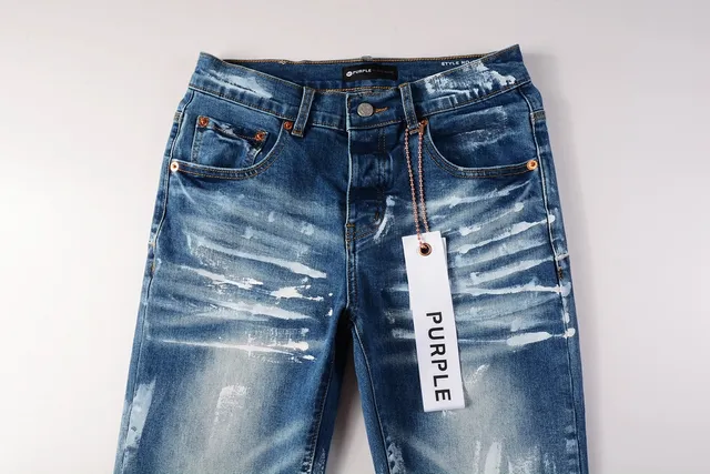 Purple Brand Distressed Paint-Splatter Slim Straight Jeans 13