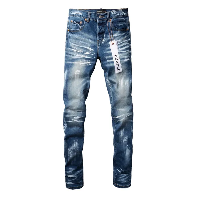 Purple Brand Distressed Paint-Splatter Slim Straight Jeans 15