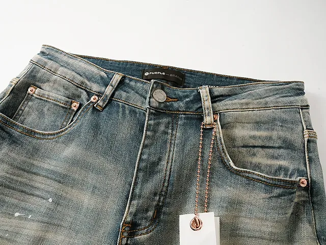 Purple Brand Distressed Paint-Splattered Slim-Fit Light Wash Jeans 4