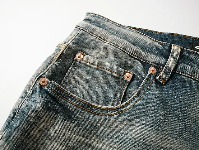 Purple Brand Distressed Paint-Splattered Slim-Fit Light Wash Jeans 14