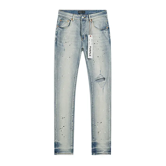 Purple Brand Light-Wash Paint-Splatter Distressed Slim-Fit Jeans 2