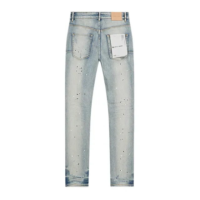 Purple Brand Light-Wash Paint-Splatter Distressed Slim-Fit Jeans 3