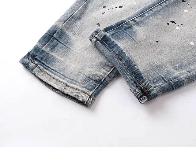 Purple Brand Light-Wash Paint-Splatter Distressed Slim-Fit Jeans 13