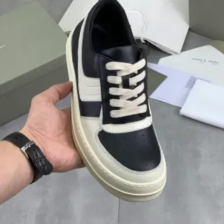Rick Owens Black Beige Low-Top Platform Perforated Toe Cap Lifestyle Sneakers