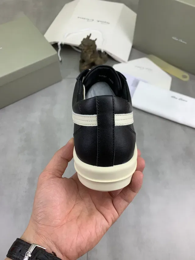 Rick Owens Black Beige Low-Top Platform Perforated Toe Cap Lifestyle Sneakers 3