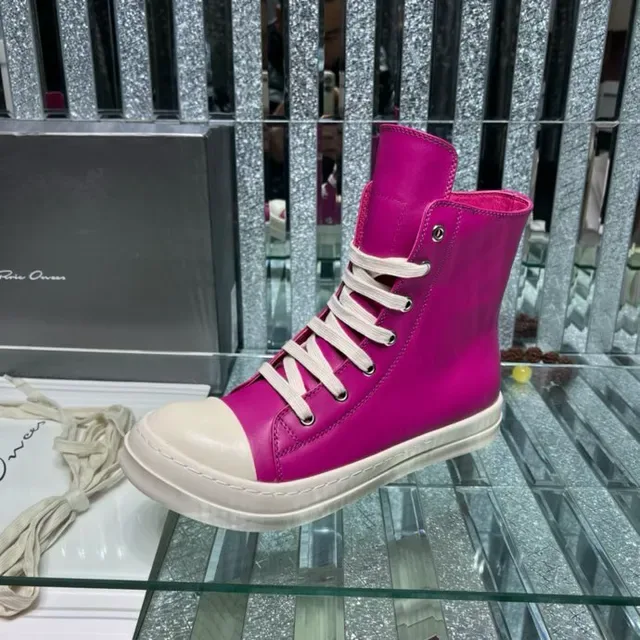 Rick Owens DRKSHDW Geobasket Magenta and Cream Lifestyle Sneakers 4