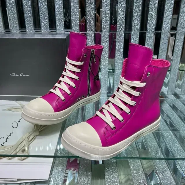 Rick Owens DRKSHDW Geobasket Magenta and Cream Lifestyle Sneakers 7