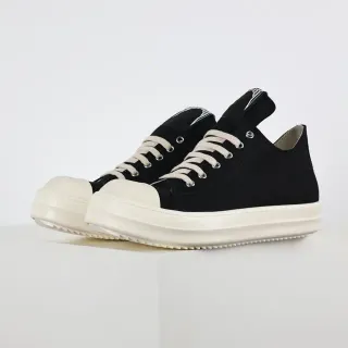 Rick Owens Geobasket Black and Cream Canvas Lifestyle Sneakers