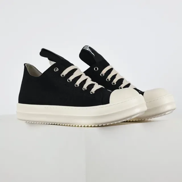 Rick Owens Geobasket Black and Cream Canvas Lifestyle Sneakers 3