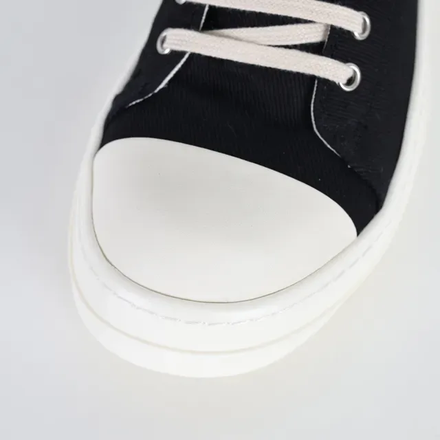 Rick Owens Geobasket Black and Cream Canvas Lifestyle Sneakers 5