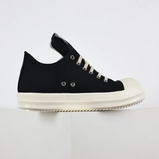 Rick Owens Geobasket Black and Cream Canvas Lifestyle Sneakers 7