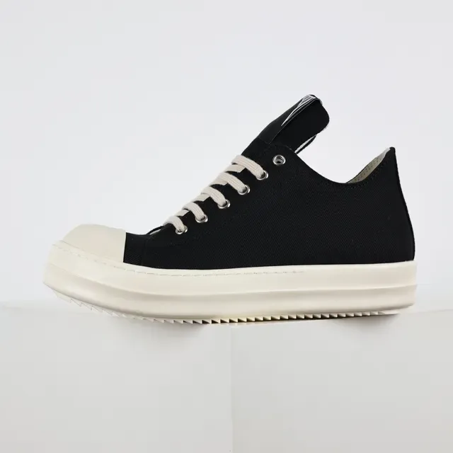 Rick Owens Geobasket Black and Cream Canvas Lifestyle Sneakers 9