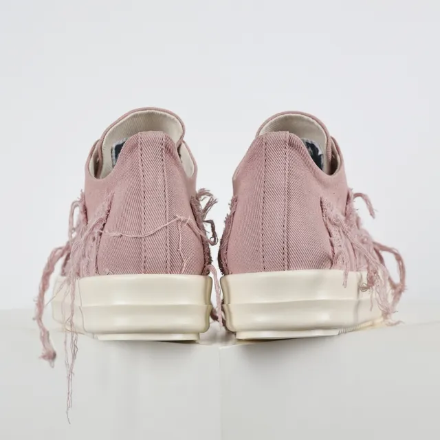 Rick Owens Pink Beige Deconstructed Canvas Frayed Detailing Lifestyle Sneakers 8