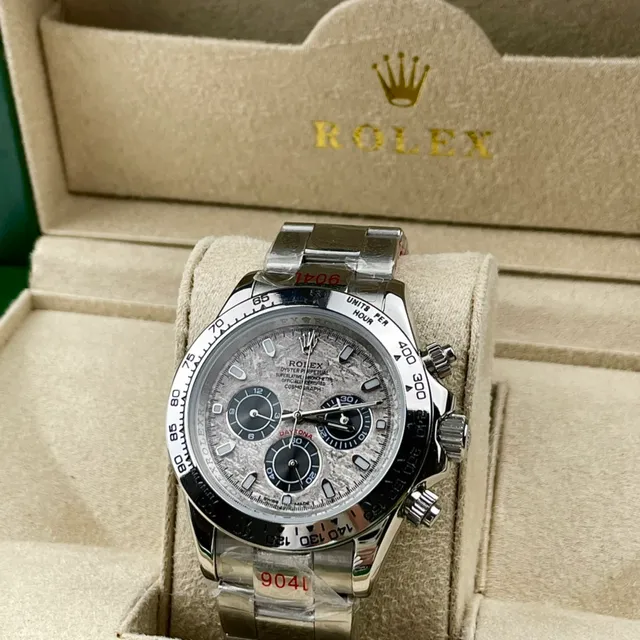 Rolex Cosmograph Daytona Esfera texturizada cinza aço inoxidável relógio mecânico 2