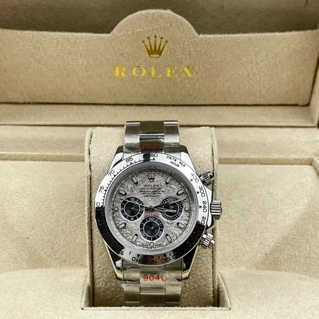 Rolex Cosmograph Daytona Esfera texturizada cinza aço inoxidável relógio mecânico 3