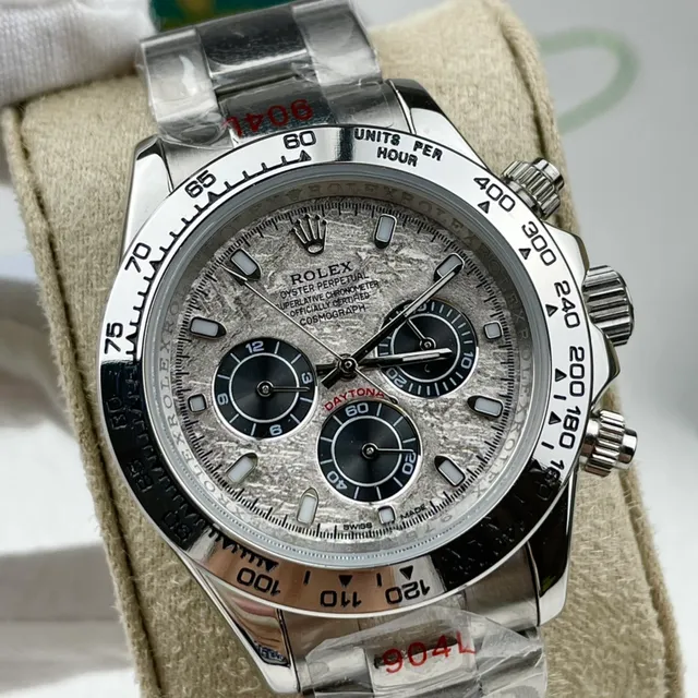 Rolex Cosmograph Daytona Esfera texturizada cinza aço inoxidável relógio mecânico 6