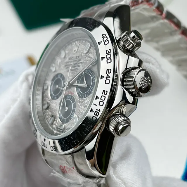 Rolex Cosmograph Daytona Esfera texturizada cinza aço inoxidável relógio mecânico 7