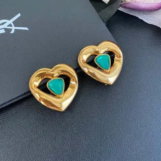 Saint Laurent Ami de Coeur Heart Turquoise Earrings